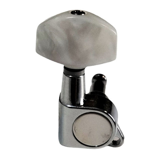 GT Acoustic Guitar Sealed Tuning Machines in Chrome Finish (3+3) with Traditional White Pearl Buttons