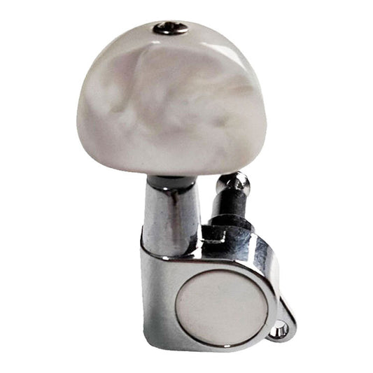 GT Acoustic/Electric Guitar Sealed Tuning Machines in Chrome Finish (3+3) with White Pearl Kidney Bean Style Button