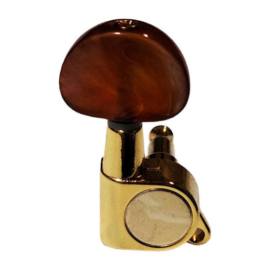 GT Acoustic/Electric Guitar Sealed Tuning Machines in Gold Finish (3+3) with Brown Pearl Kidney Bean Style Button