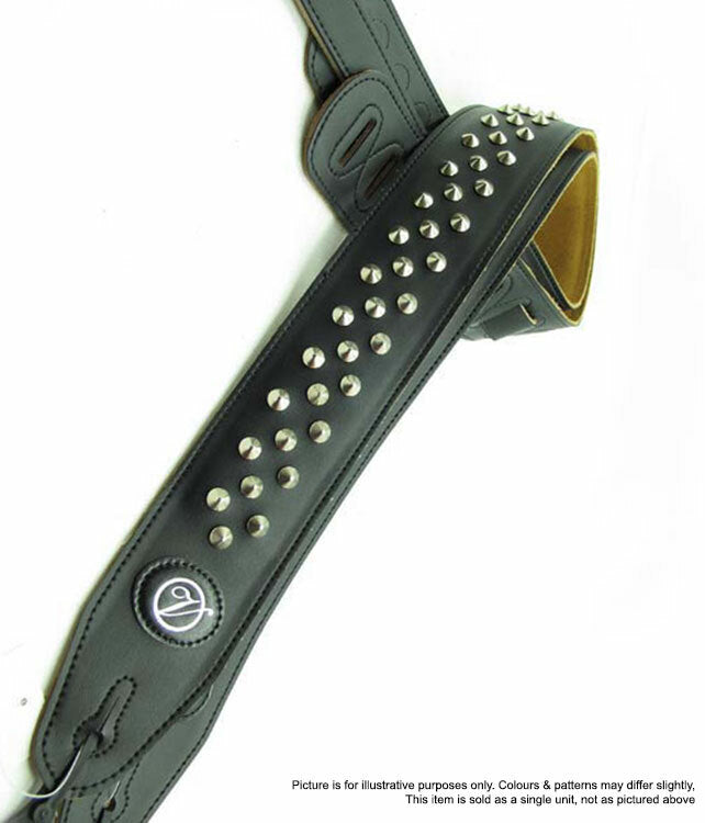 Vorson Black Leather Guitar Strap with Metal Studs Look Awesome with Vorson!