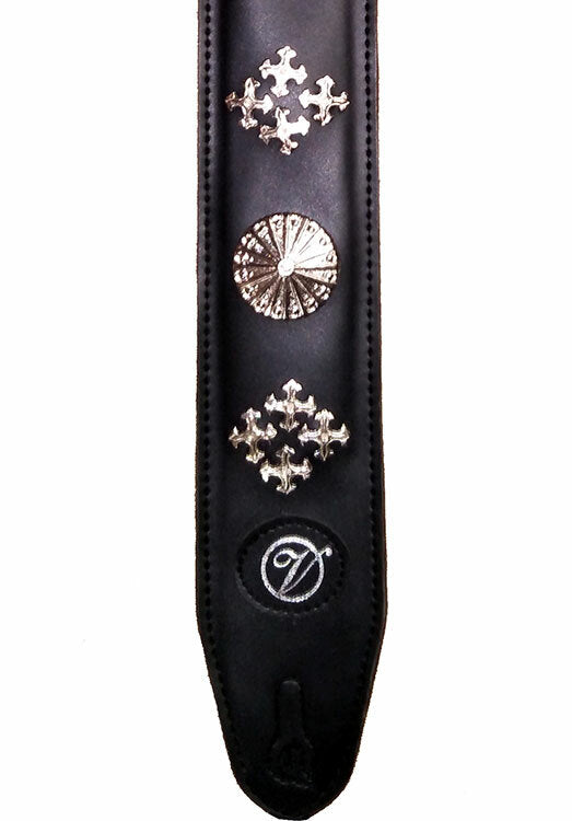 Vorson Black Leather Guitar Strap with Metal Conchos Look Awesome with Vorson!