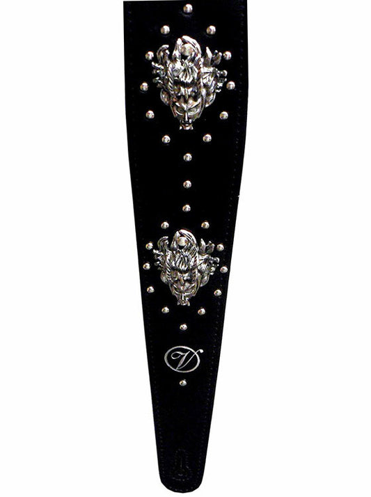 Vorson Black Leather Guitar Strap with Metal Masks Look Awesome with Vorson!