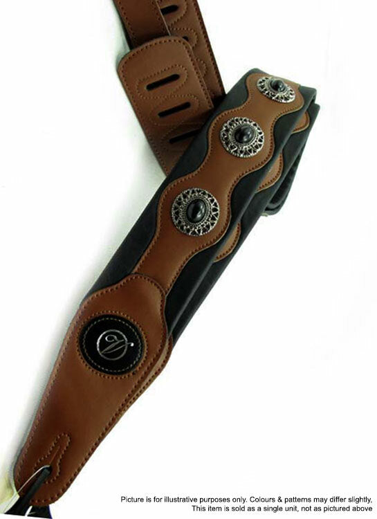 Vorson Black & Brown Leather Guitar Strap with Black Conchos Look Awesome with Vorson!