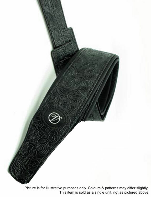 Vorson Padded Black Leather Guitar Strap with Stamped Design Look Awesome with Vorson!