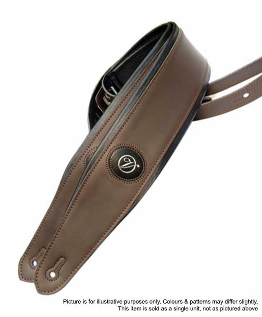 Vorson Padded Dark Brown & Black Leather Guitar Strap Look Awesome with Vorson!