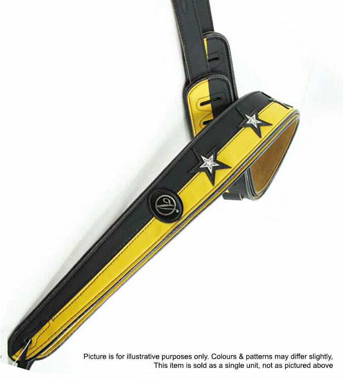 Vorson Black & Yellow Leather Guitar Strap with White Stars Look Awesome with Vorson!