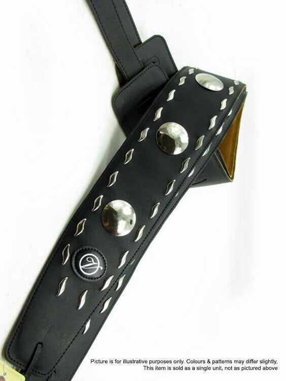 Vorson Black Leather Guitar Strap with Metal Round Conchos Look Awesome with Vorson!