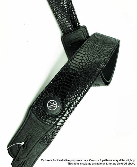 Vorson Black Skin Patterned Guitar Strap with Leather Ends Look Awesome with Vorson!