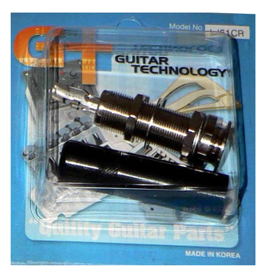 GT End Pin Barrel Jack Socket in Chrome with Black Cover (Pk-1)