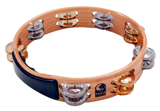 Toca Acacia Hardwood 10" Tambourine with Brass & Nickel Jingles