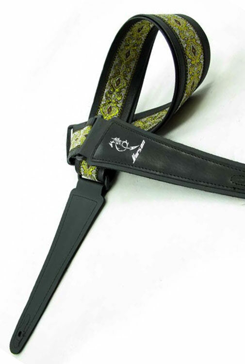 Vorson Black Leather Guitar Strap with Special Design 2 Fabric Inlay Look Awesome with Vorson!