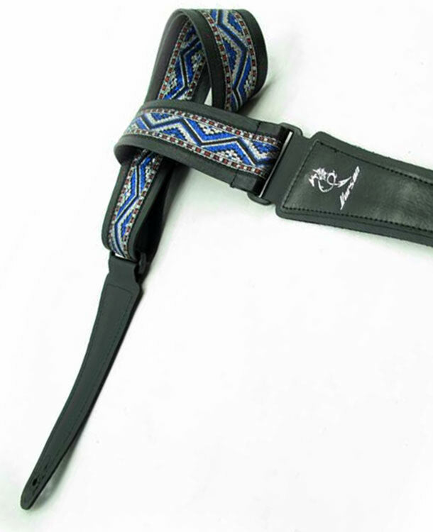 Vorson Black Leather Guitar Strap with Special Design 5 Fabric Inlay Look Awesome with Vorson!