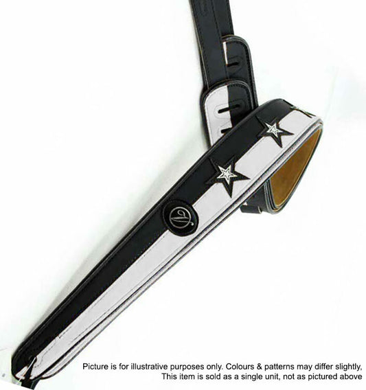 Vorson Black & White Leather Guitar Strap with White Stars Look Awesome with Vorson!