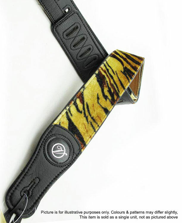 Vorson Black Leather Guitar Strap with Fur-fabric Tiger Pattern Look Awesome with Vorson!