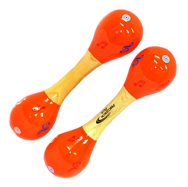 Percussion Plus Double-ended Wooden Maracas in Orange & Natural