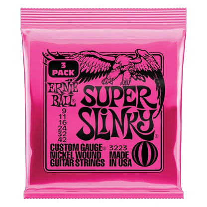 Ernie Ball 09-42 Super Slinky Electric Guitar String Set | Pack of 3 | P03223