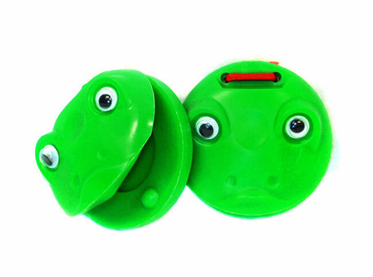 Percussion Plus Plastic Castanets in Green Frog Design (1-Pair)