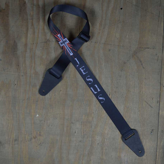 JESUS CROSS PRINTED WEBBING GUITAR STRAP