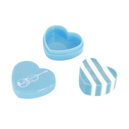 ERASER - HEART SHAPED IN BOX BLUE WITH VIOLIN