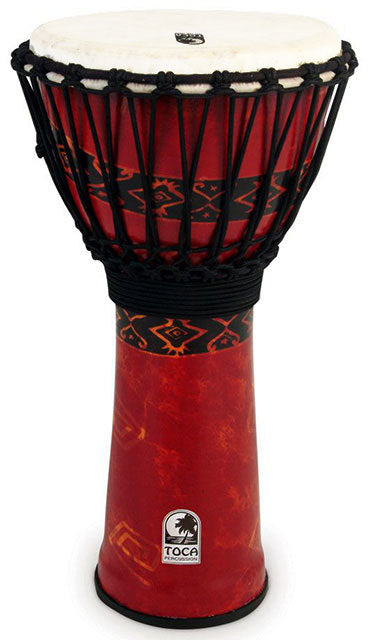 12 INCH DJEMBE RED PRINT ROPE TUNED