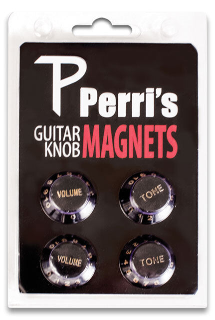 Perris Black Guitar Knob Fridge Magnets (4-Pack) Volume & Tone