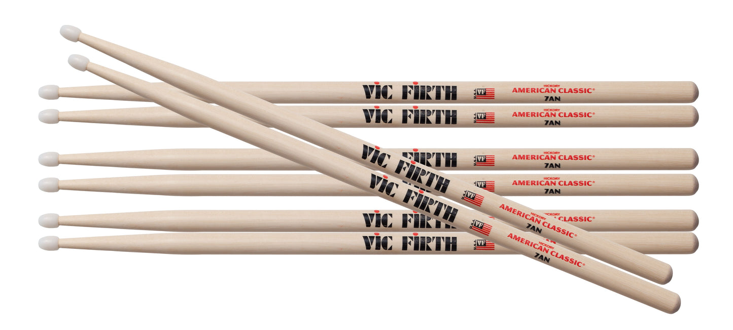 Vic Firth 7AN Promo Pack  Buy 3pr + get 1 pr FREE VFZPK7AN