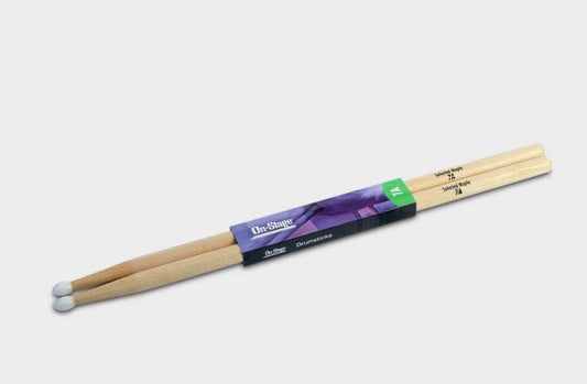 On Stage Maple 7A Drum Sticks with Nylon Tip (1-Pair)