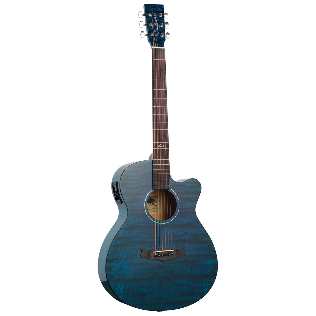 Tanglewood Azure Super Folk CE Quited Ash Top Blue with TW Premium Plus