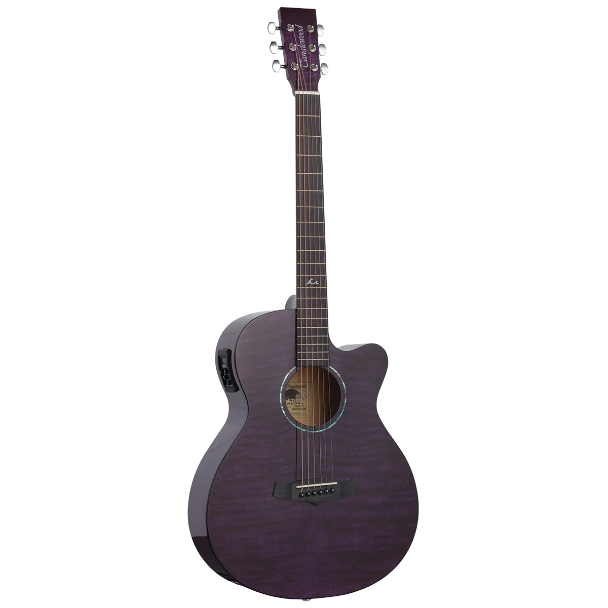 Tanglewood Azure Super Folk CE Quited Ash Top Purple with TW Premium Plus