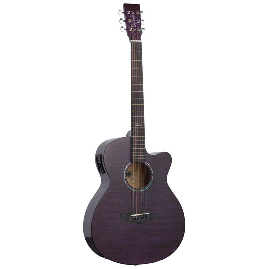 Tanglewood Azure Super Folk CE Quited Ash Top Purple with TW Premium Plus