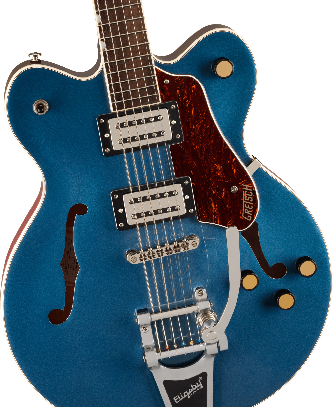 G2622T Streamliner Center Block Double-Cut with Bigsby Laurel Fingerboard Broad’Tron BT-3S Pickups Dark Denim