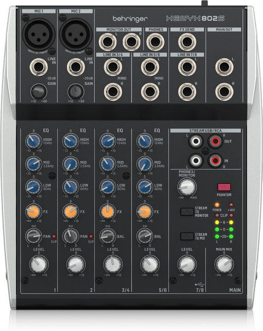 BEHRINGER XENYX 802S 8 CHANNEL MIXER WITH USB