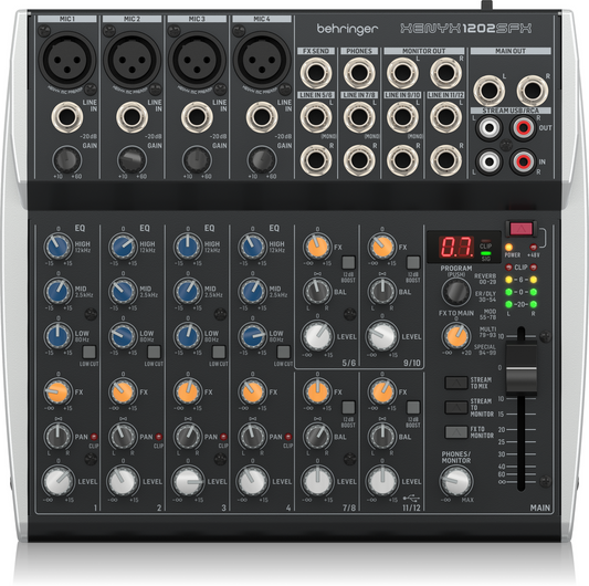 BEHRINGER XENYX 1202SFX 12CH MIXER W/USB & FX