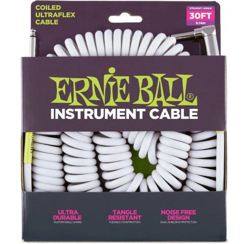 ERNIE BALL ULTRAFLEX 30F (10M) COILED CABLE WH