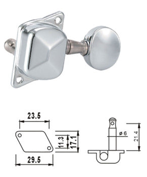 MACHINE HEADS SET SINGLES 3-A-SIDE ROUND BUTTONS