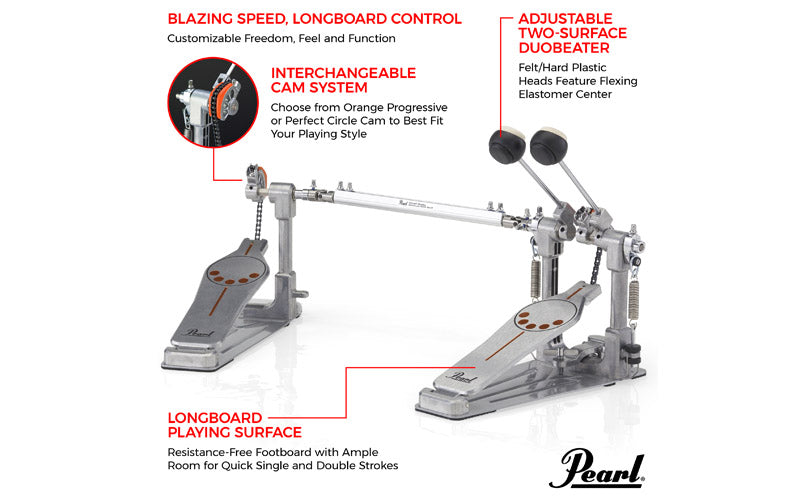 Pearl P932 Longboard Double Bass Drum Pedal With Interchangable Cam | Demon Style