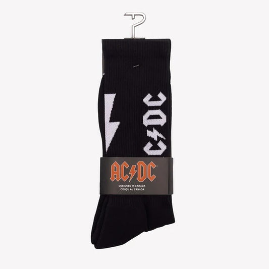 Perris Licensed AC/DC Lightning Strikes - Large Crew Socks in Black (1-Pair)