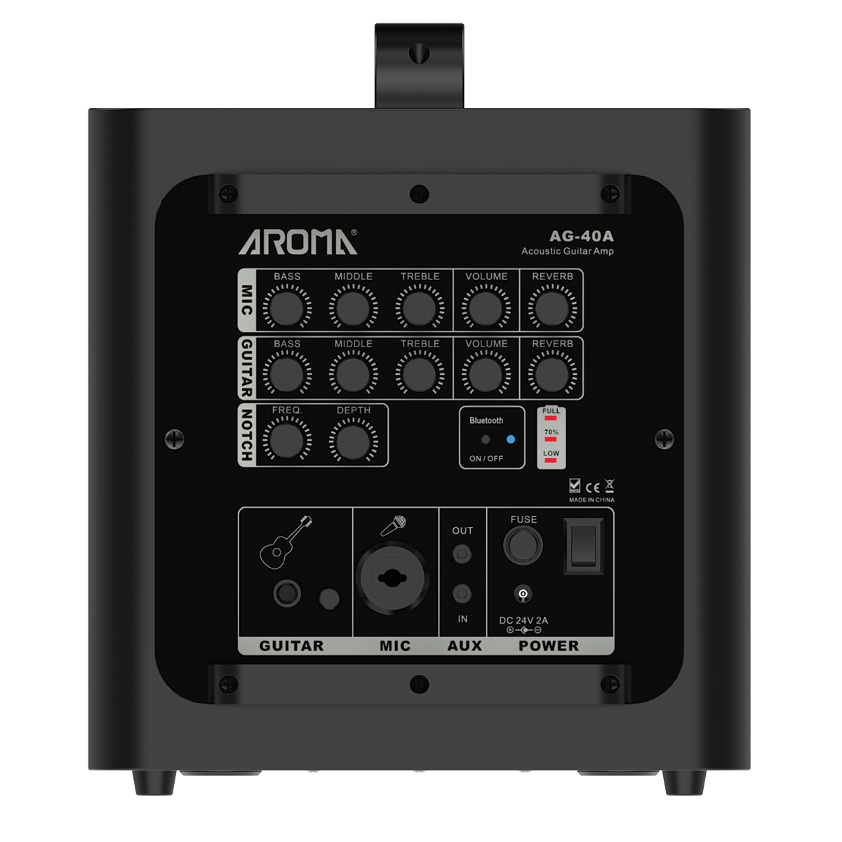 Aroma AG40A 40W Rechargeable Acoustic Guitar Amplifier Black