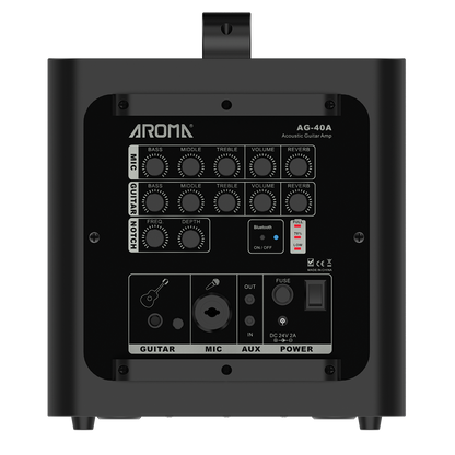 Aroma AG40A 40W Rechargeable Acoustic Guitar Amplifier Black