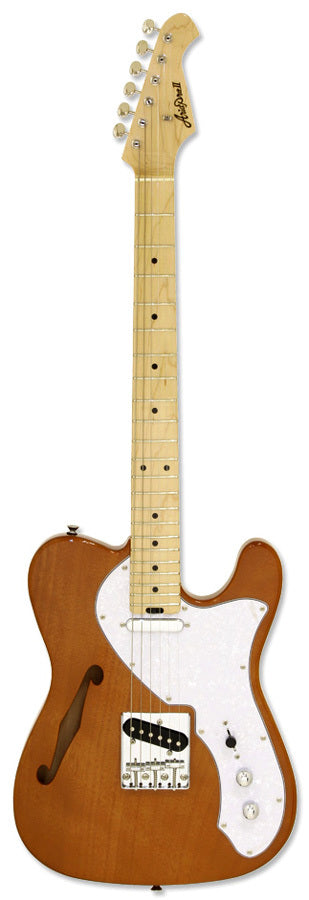 Aria Pro II TEG-Series Semi-Hollow Electric Guitar in Natural w/ White Pearl Pickguard