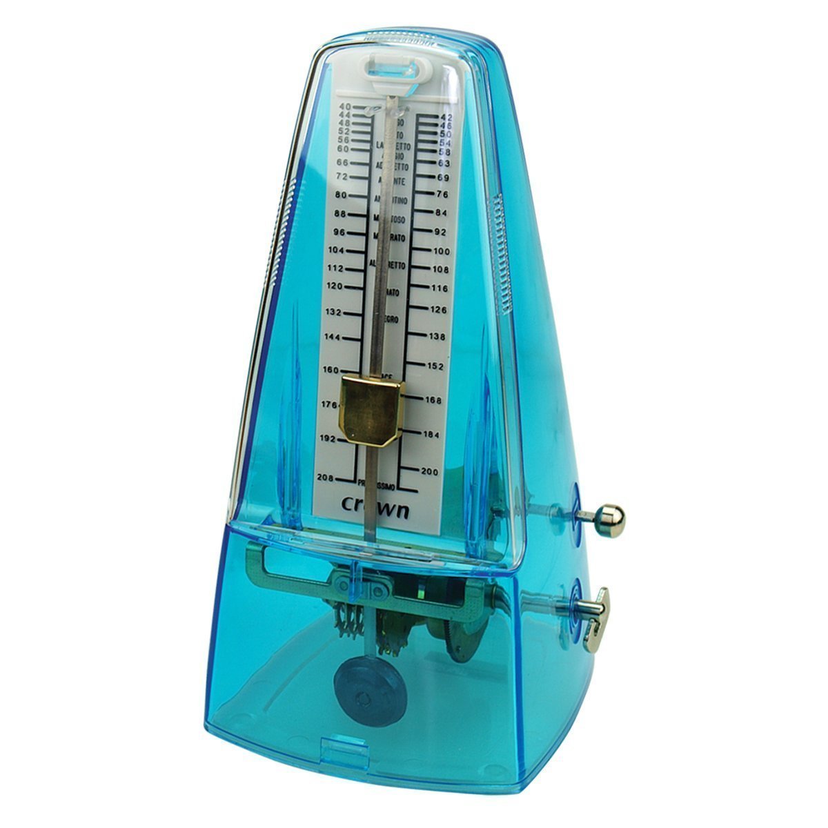 TRADITIONAL STYLE METRONOME IN TRANSPARENT COLOURED CASE - LIGHT BLUE