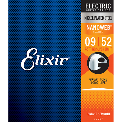 Elixir 12007 Nanoweb 7-String Electric  Super Light 9-52