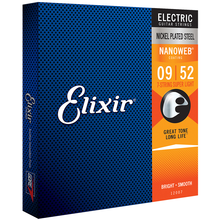 Elixir 12007 Nanoweb 7-String Electric  Super Light 9-52