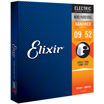 Elixir 12007 Nanoweb 7-String Electric  Super Light 9-52