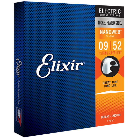 Elixir 12007 Nanoweb 7-String Electric  Super Light 9-52
