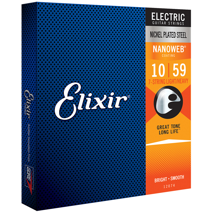 Elixir 12074 Nanoweb 7-String Electric  Light-Med 10-59