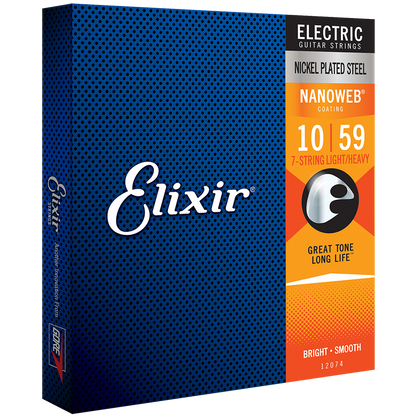 Elixir 12074 Nanoweb 7-String Electric  Light-Med 10-59