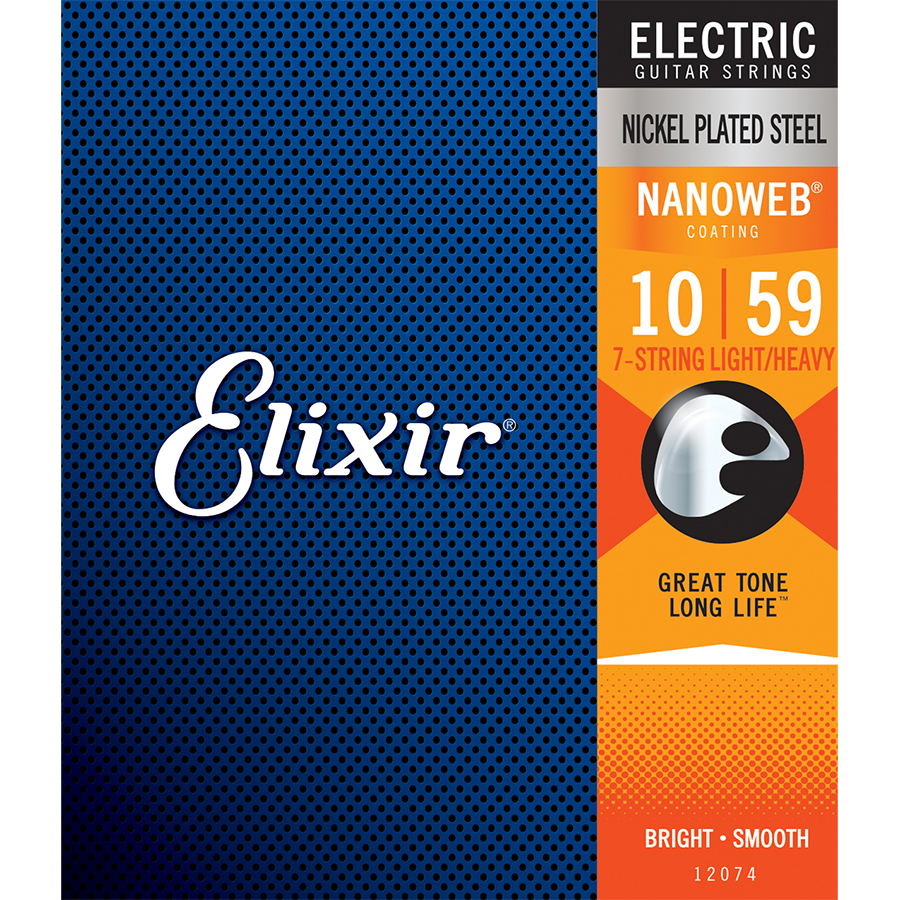 Elixir 12074 Nanoweb 7-String Electric  Light-Med 10-59