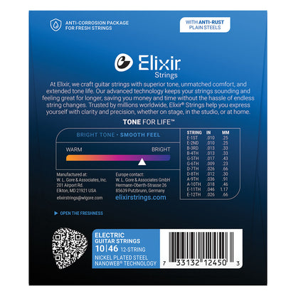 Elixir 12450 Nanoweb Electric 12 String Light 10-46