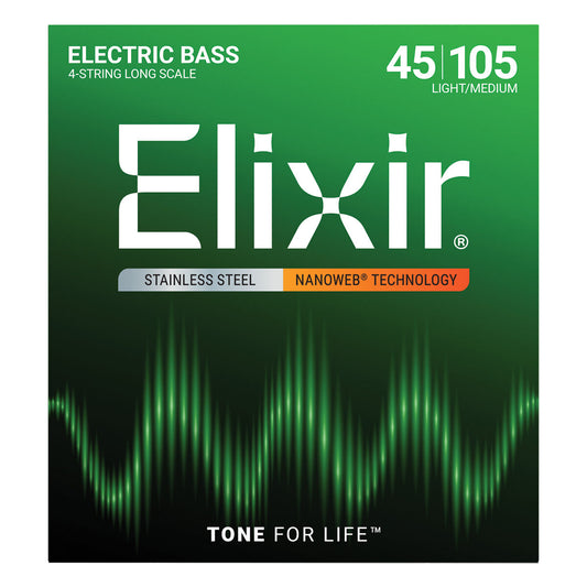 Elixir 14677 Nanoweb Bass  Stainless Steel Medium 45-105
